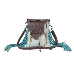 Southwest Hair On Leather Shoulder Bag-Myra Bag Crossbody-Western Fringed Bag